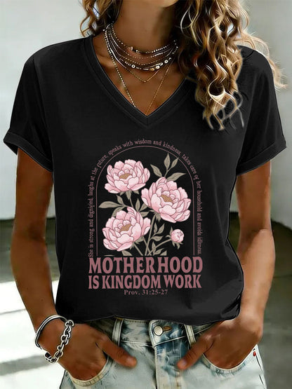 Dames 'Moederschap is Koninkrijkswerk' bedrukt casual t-shirt