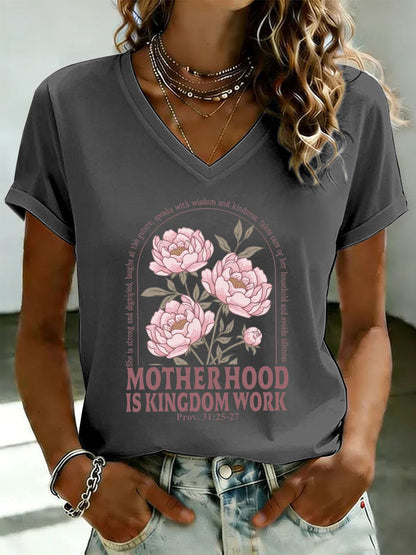 Dames 'Moederschap is Koninkrijkswerk' bedrukt casual t-shirt