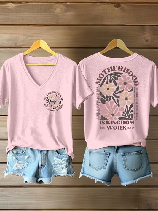 'Moederschap is koningrijk werk' voor dames gedrukt casual T-shirt