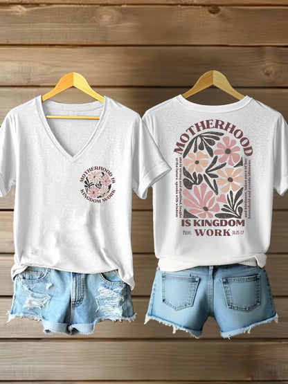 'Moederschap is koningrijk werk' voor dames gedrukt casual T-shirt