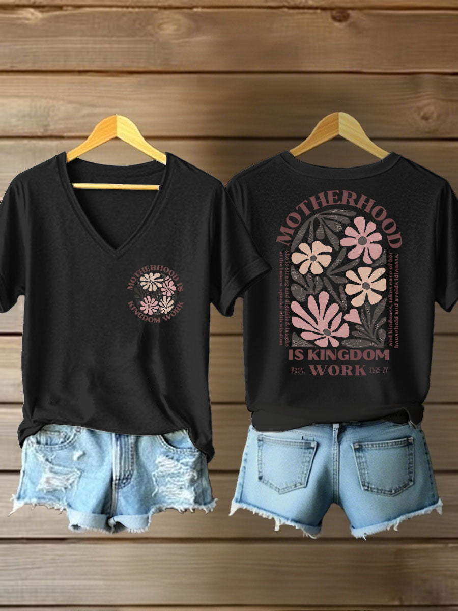 'Moederschap is koningrijk werk' voor dames gedrukt casual T-shirt