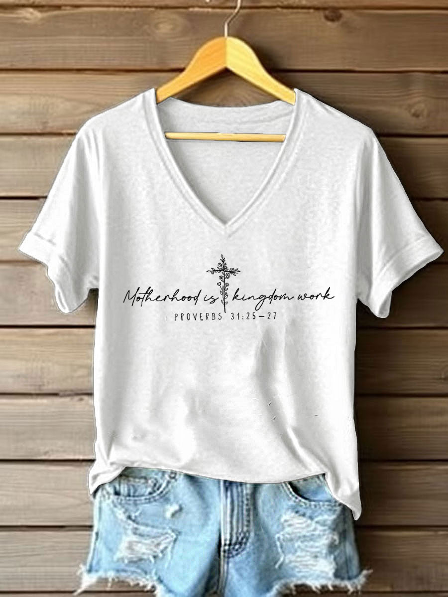 Dames 'Moederschap is Koninkrijkswerk' bedrukt casual t-shirt