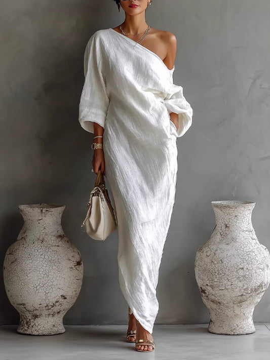 Pullover-jurk met lange mouwen en lange mouwen voor dames halverwege de taille