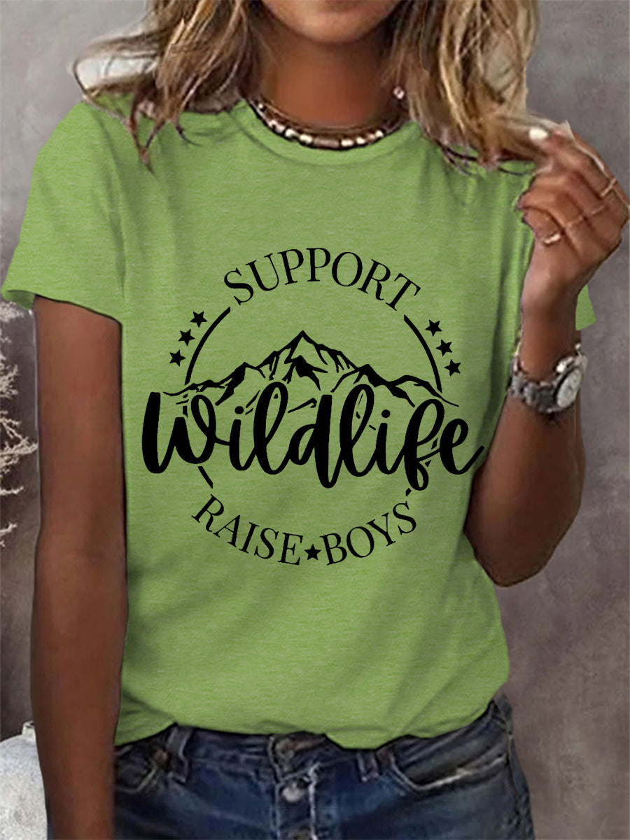 Dames grappige ondersteuning Wildlife Raise Boys Moederdag Gift Casual T-shirt