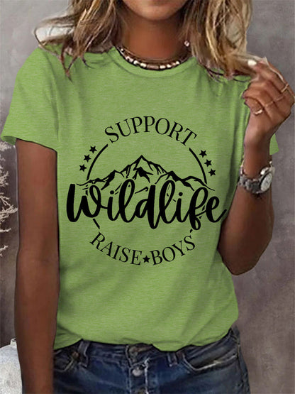 Dames grappige ondersteuning Wildlife Raise Boys Moederdag Gift Casual T-shirt