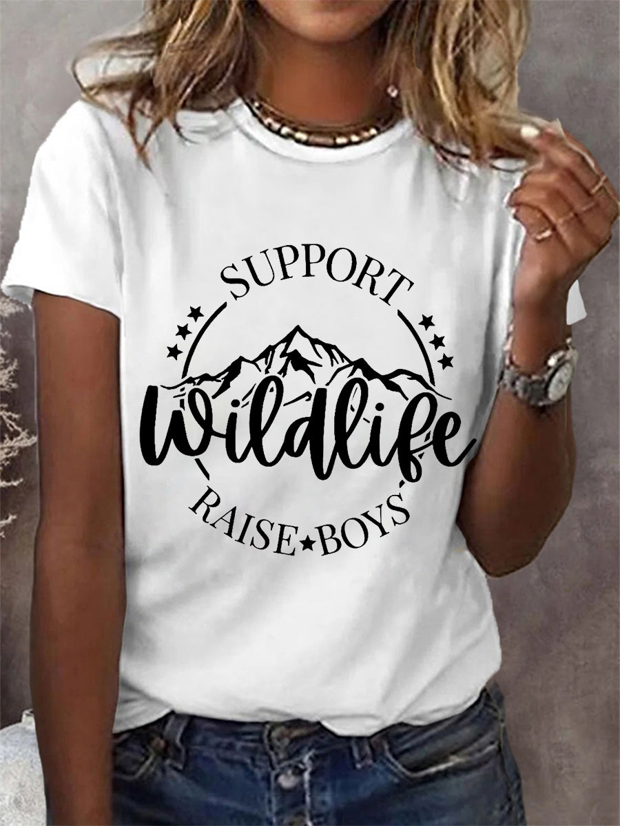 Dames grappige ondersteuning Wildlife Raise Boys Moederdag Gift Casual T-shirt