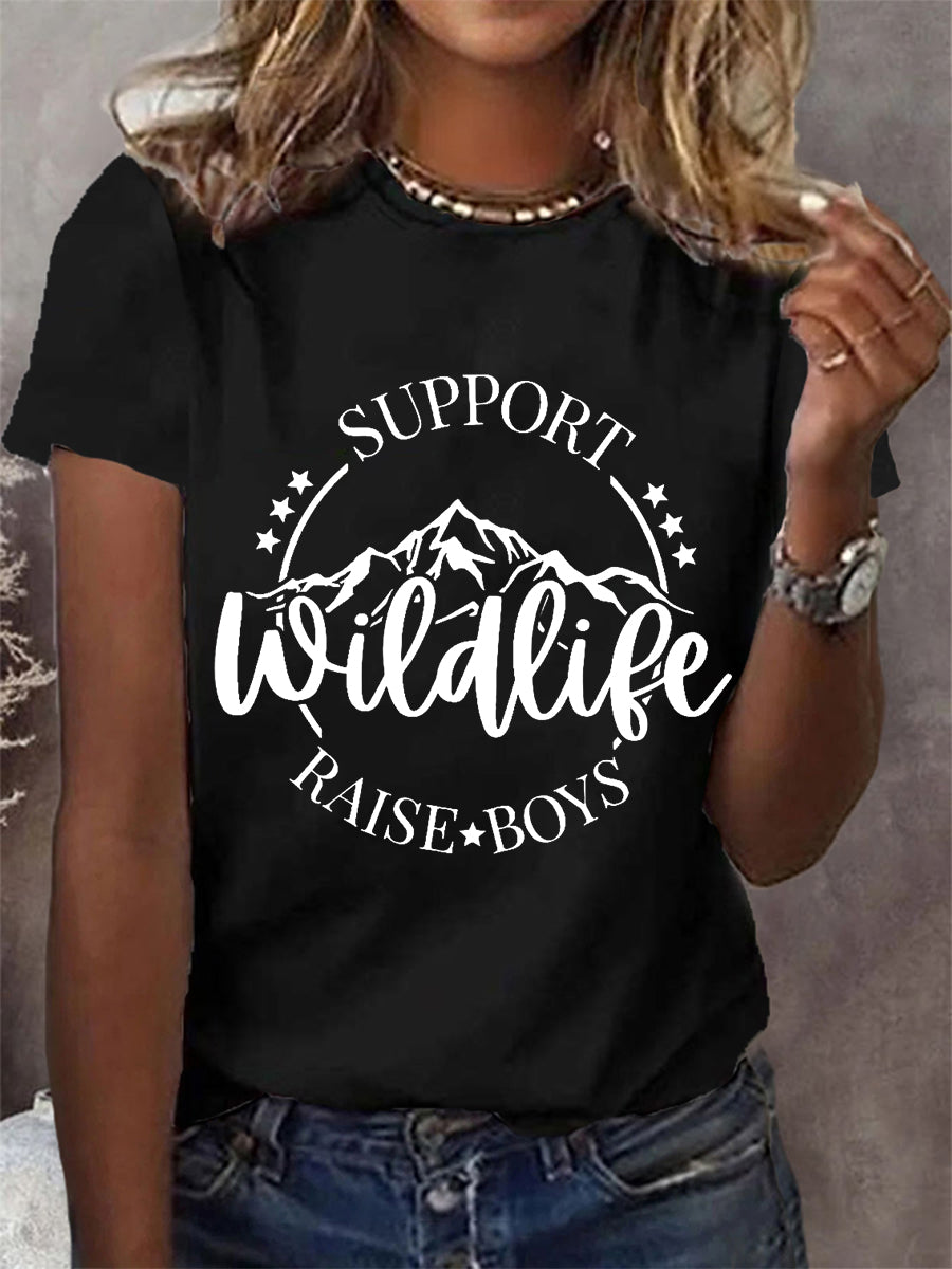 Dames grappige ondersteuning Wildlife Raise Boys Moederdag Gift Casual T-shirt