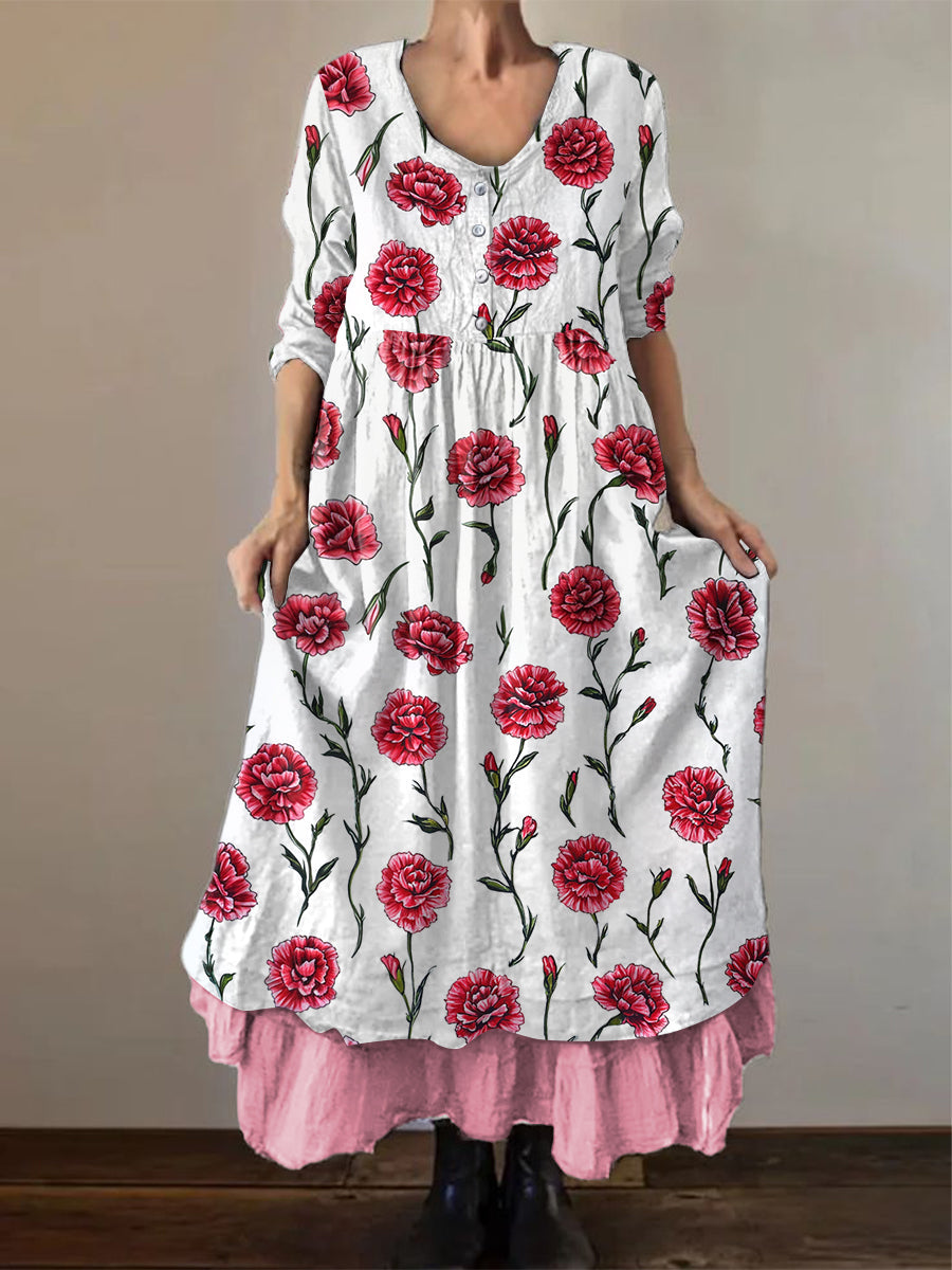 Casual damesjurk met anjerprint