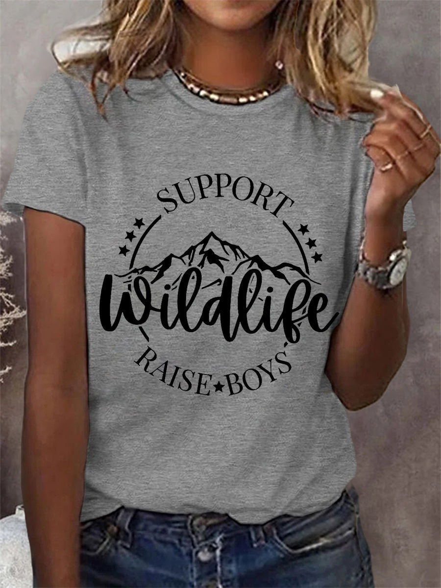 Dames grappige ondersteuning Wildlife Raise Boys Moederdag Gift Casual T-shirt