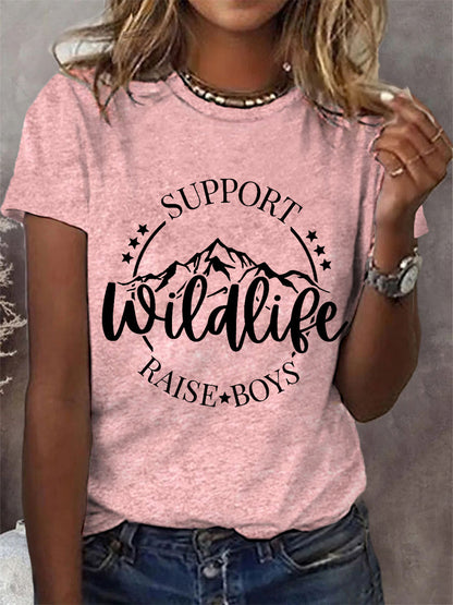 Dames grappige ondersteuning Wildlife Raise Boys Moederdag Gift Casual T-shirt