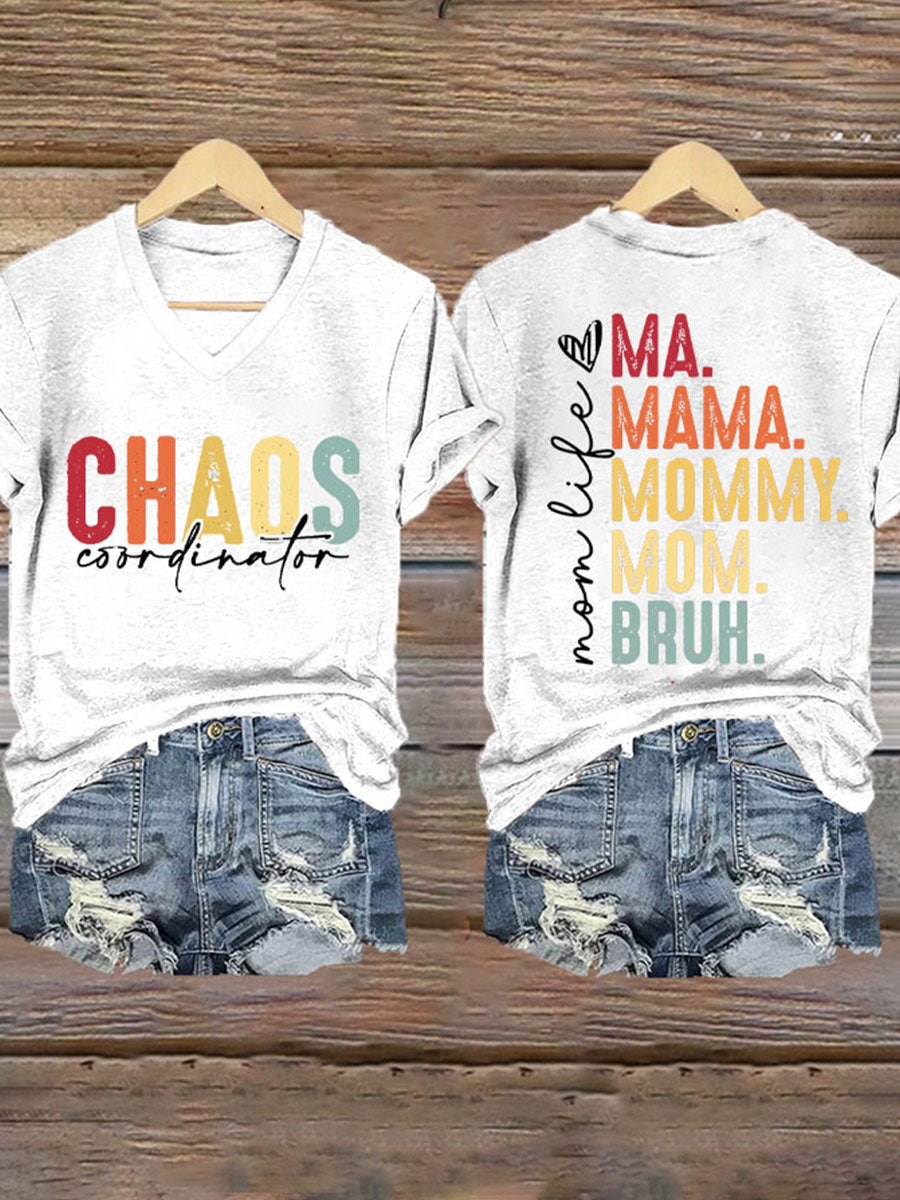 Dames Moederdag Chaos Coördinator Bruh Mom bedrukt T-shirt