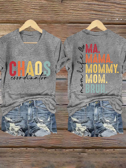 Dames Moederdag Chaos Coördinator Bruh Mom bedrukt T-shirt