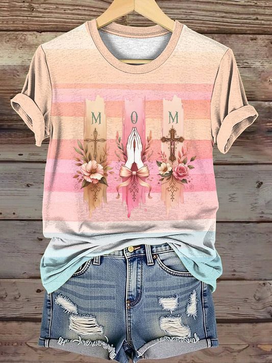 Biddende MAMA Moederdag cadeau voor dames T-shirt met korte mouwen