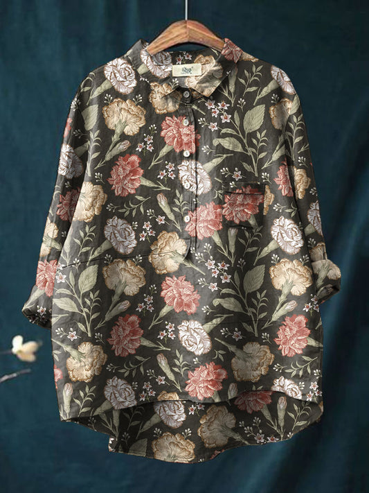 Dames Moederdag Bloemen Anjers Bedrukte Shirt