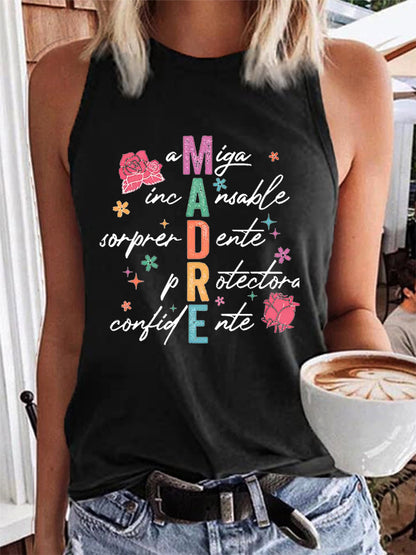 Dames Moederdag Retro Madre Bloemen Mama Katoenen Vest