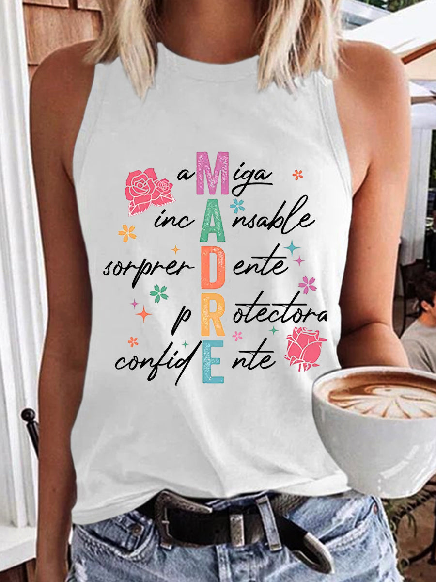 Dames Moederdag Retro Madre Bloemen Mama Katoenen Vest