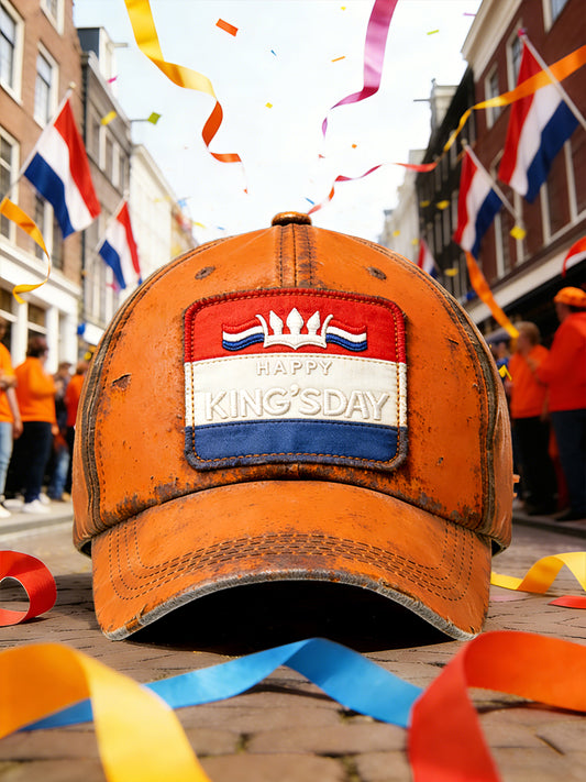 Nederlandse vlag Koningsdag retro print casual hoed