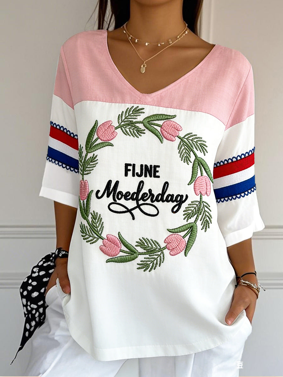 Dames Nederlandse Vlag Patchwork Print Moederdag cadeau casual jurk