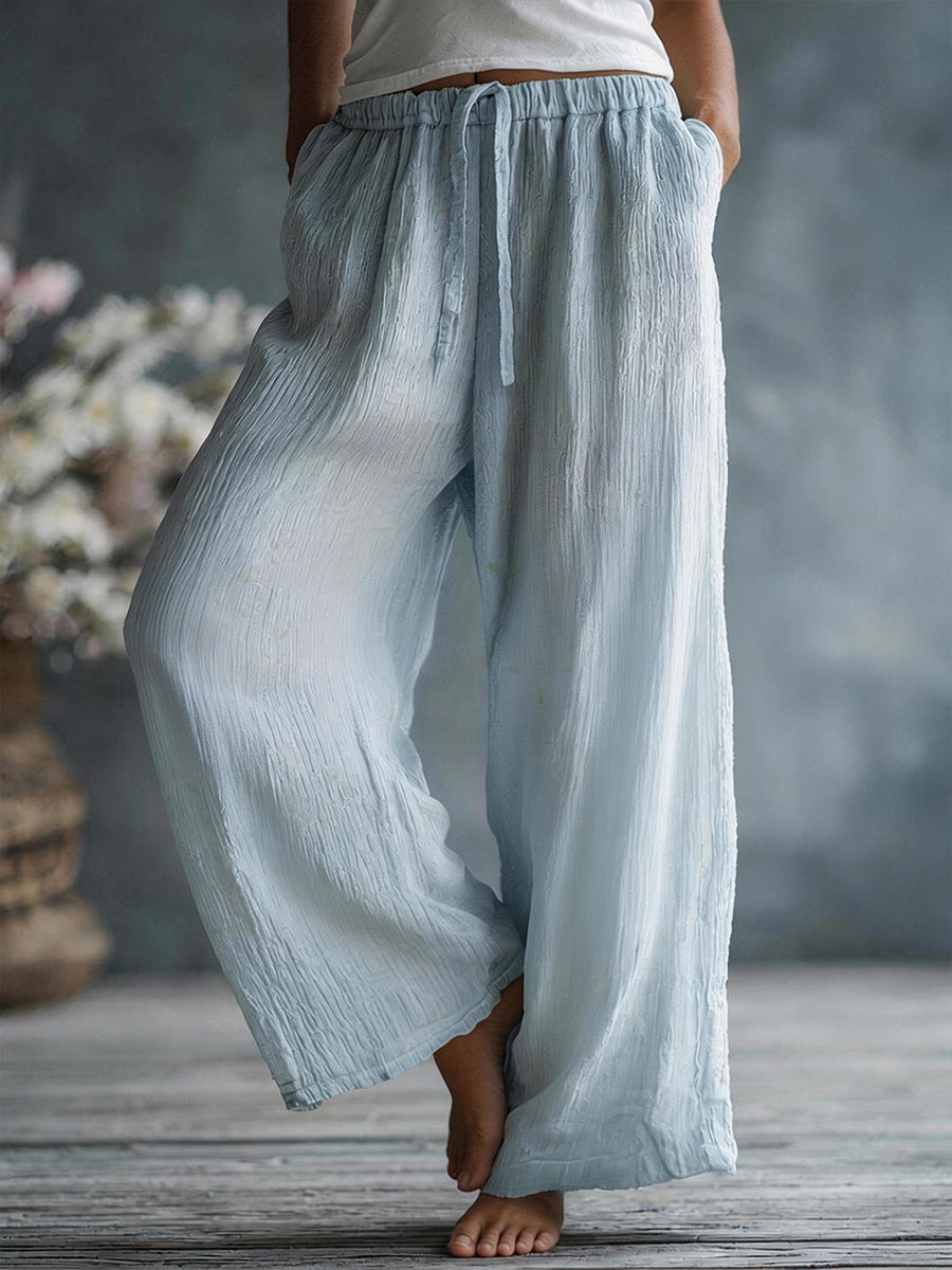 Dames eenvoudige effen linnen blend broek