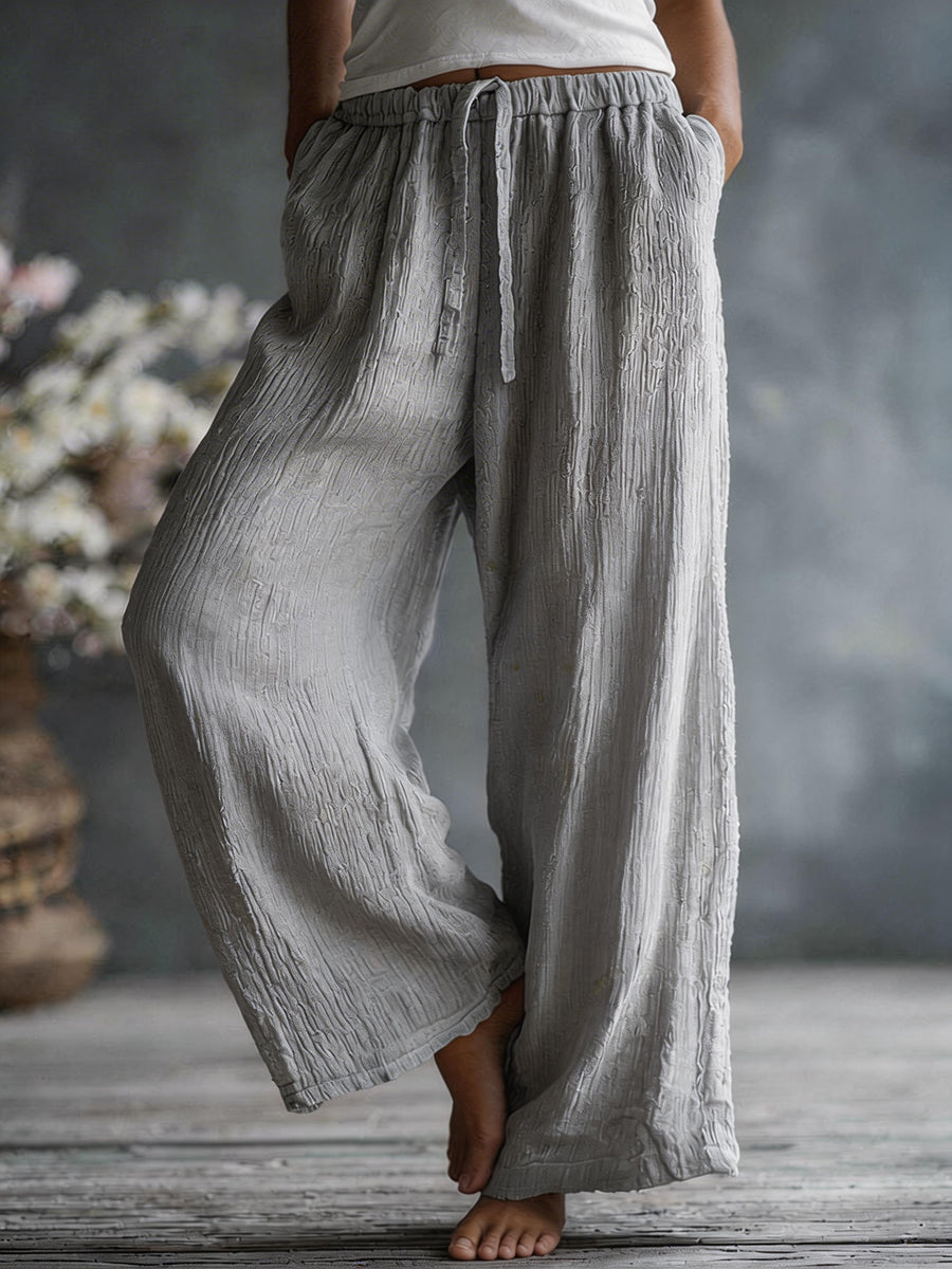 Dames eenvoudige effen linnen blend broek