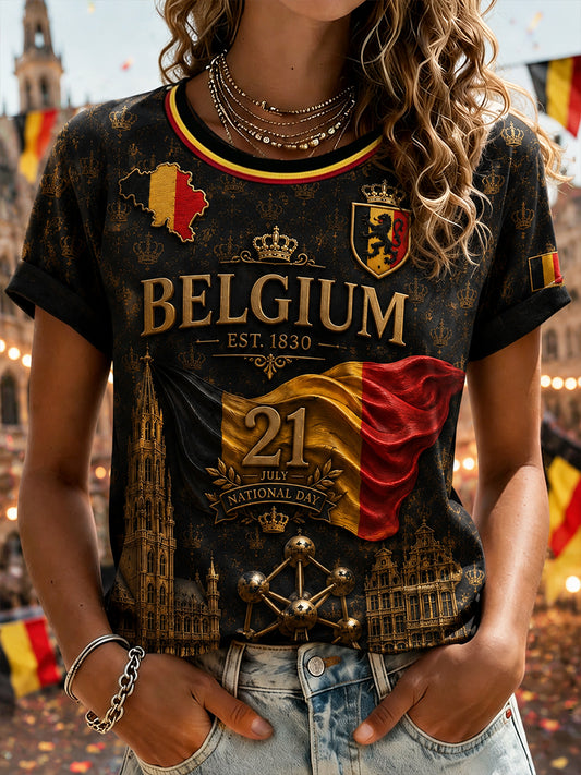 Dames Nationale Dag Thema T-shirt met korte mouwen