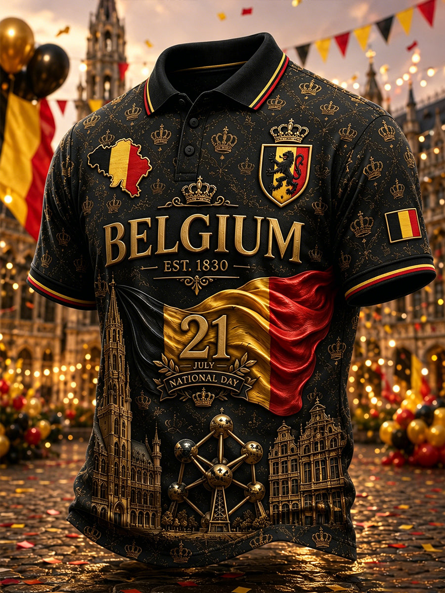Nationale feestdag voor heren met een thema Poloshirt met korte mouwen