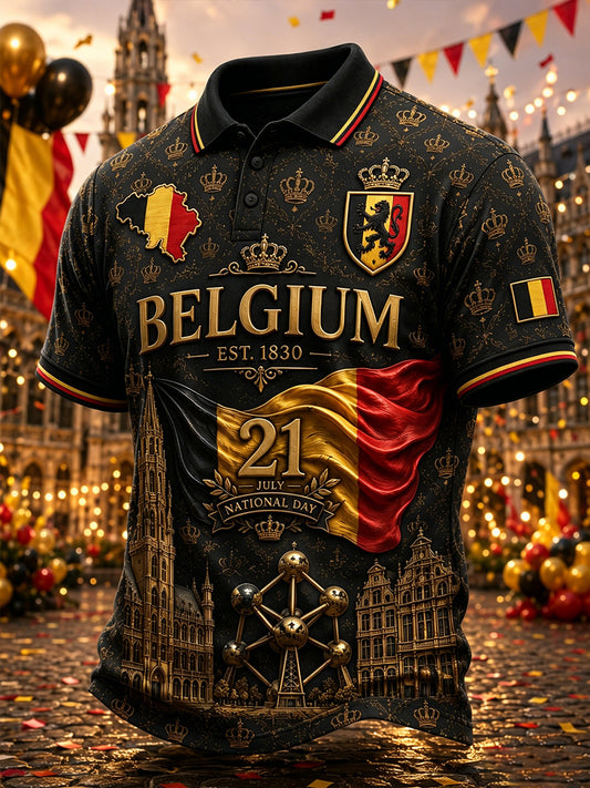 Nationale feestdag voor heren met een thema Poloshirt met korte mouwen