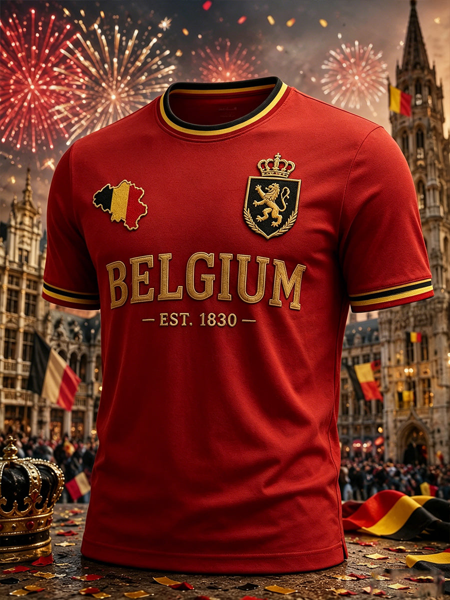 Heren-T-shirt met nationale dagthema en korte mouwen