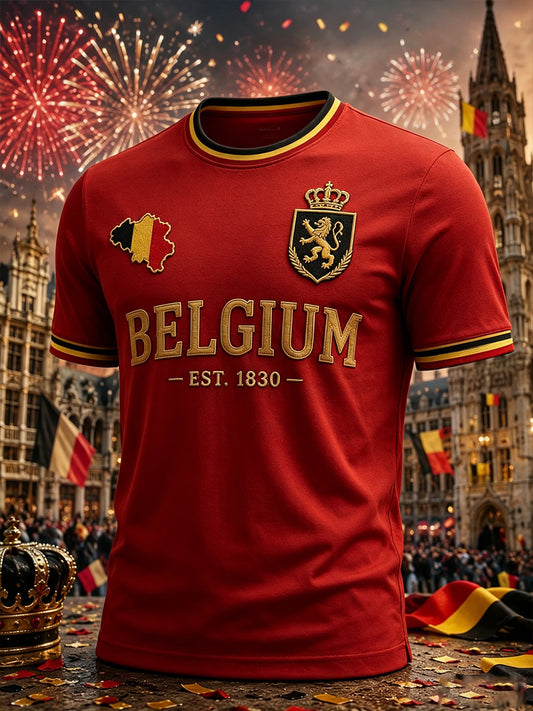 Heren-T-shirt met nationale dagthema en korte mouwen