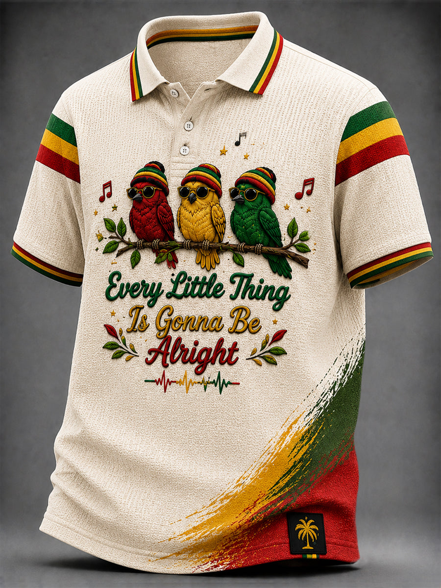Retro Reggae Art casual wafel poloshirt voor heren