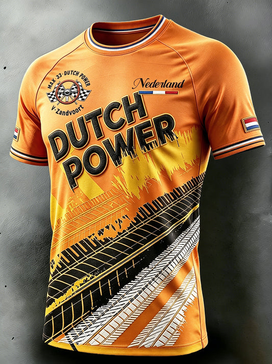 Heren Oranje Nederlandse Racing Zandvoort Print Casual T-shirt