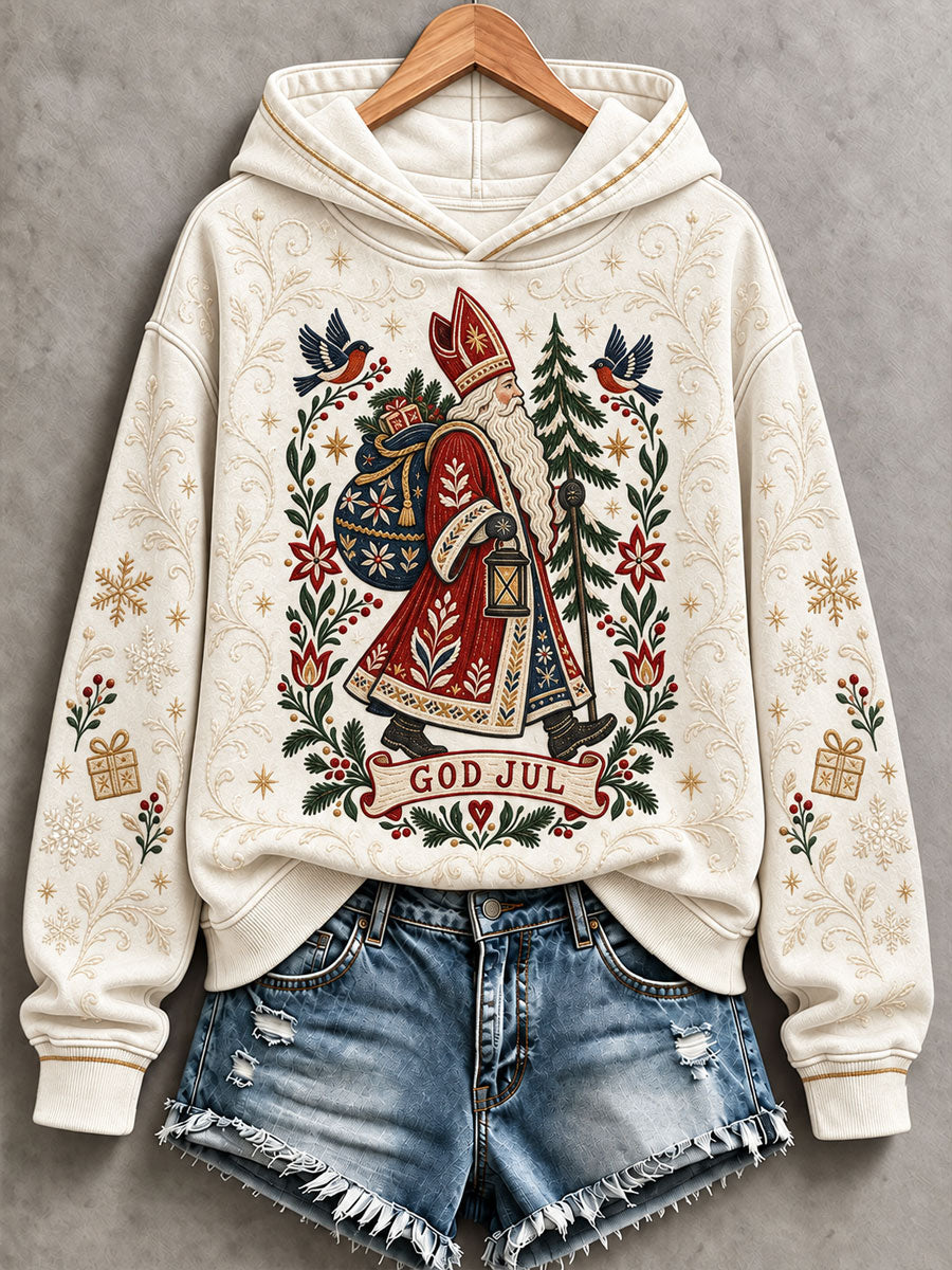 Dames 'God Jul' kerstprint casual hoodie