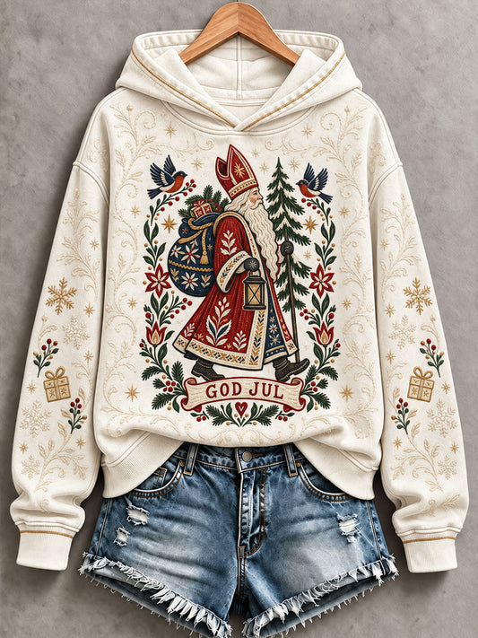 Dames 'God Jul' kerstprint casual hoodie