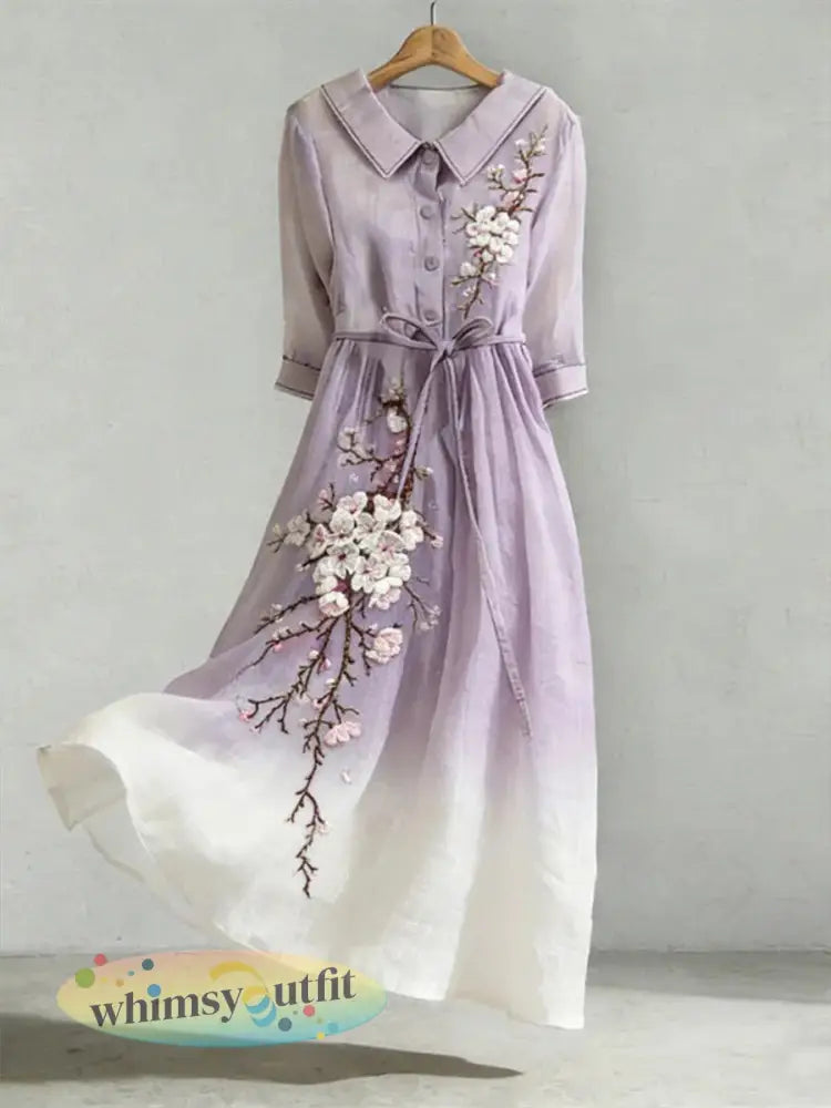 Stijlvolle jurk met bloemenpatroon voor dames - Purper / S
