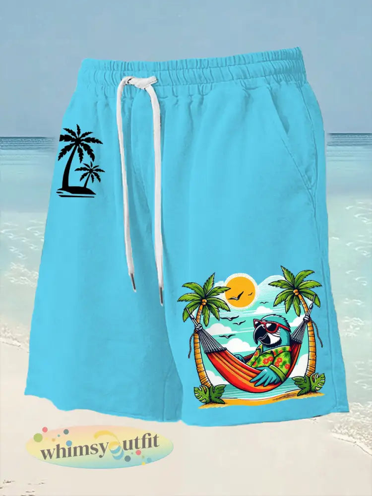 Strandvakantie papegaaiprint voor heren - Blauw / S