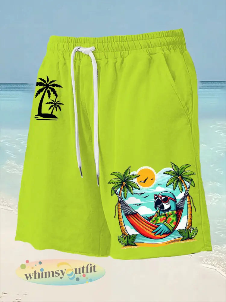 Strandvakantie papegaaiprint voor heren - Turquoise / S