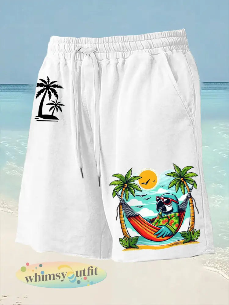 Strandvakantie papegaaiprint voor heren - Wit / S