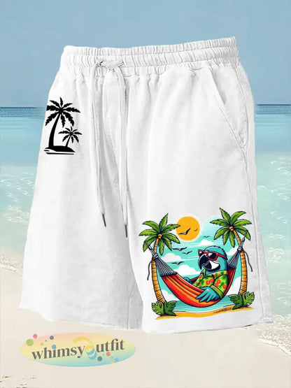 Strandvakantie papegaaiprint voor heren - Wit / S