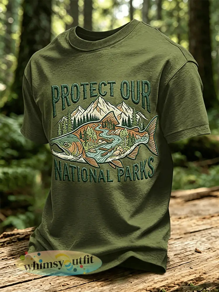 T-shirt met bosbehoud voor heren - Groen / S