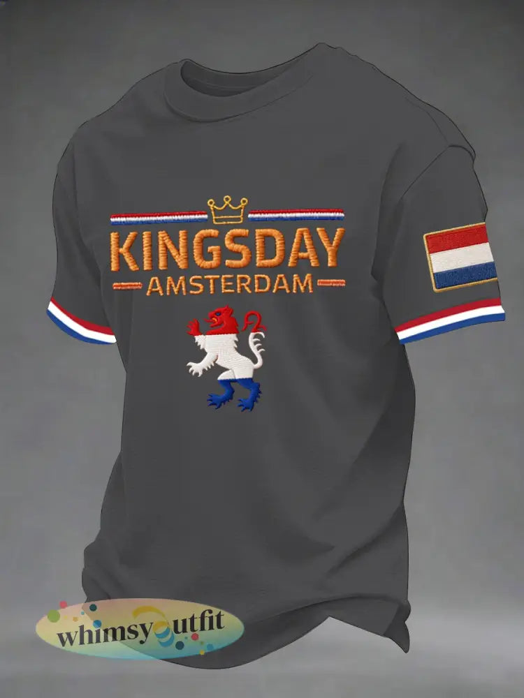 T-shirt met korte mouwen voor heren Koningsdag - Donkergrijs / S