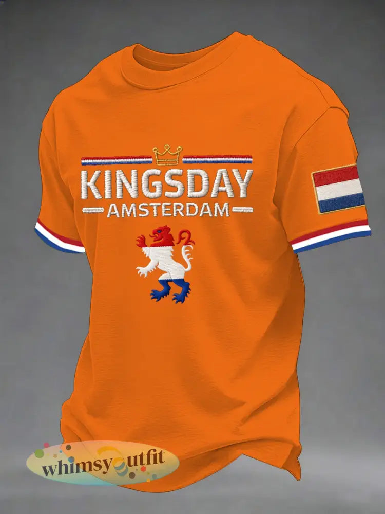 T-shirt met korte mouwen voor heren Koningsdag - Oranje / S