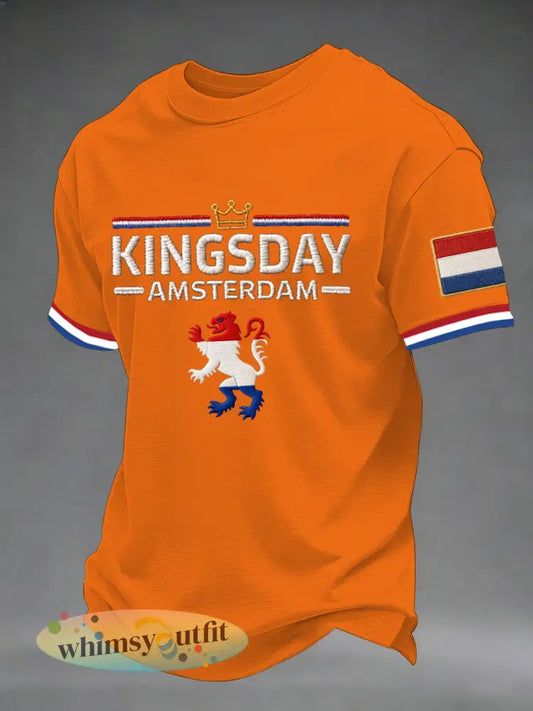 T-shirt met korte mouwen voor heren Koningsdag - Oranje / S