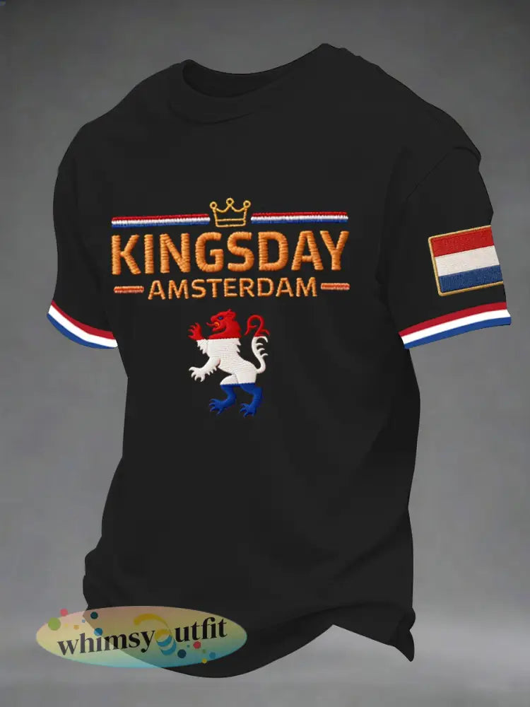 T-shirt met korte mouwen voor heren Koningsdag - Zwart / S