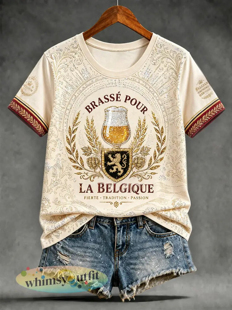 T-shirt met kunstprint van Belgische nationale bieren voor vrouwen