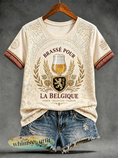 T-shirt met kunstprint van Belgische nationale bieren voor vrouwen