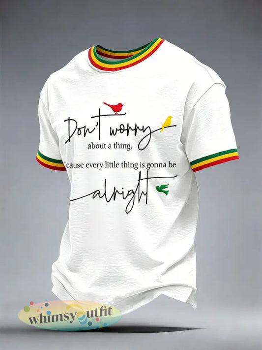 T-shirt met reggaemuziek voor mannen - Wit / S