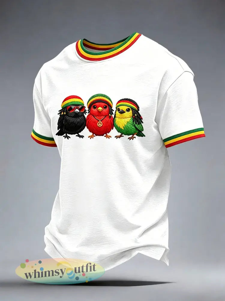 T-shirt met reggaemuziek voor mannen - Wit / S