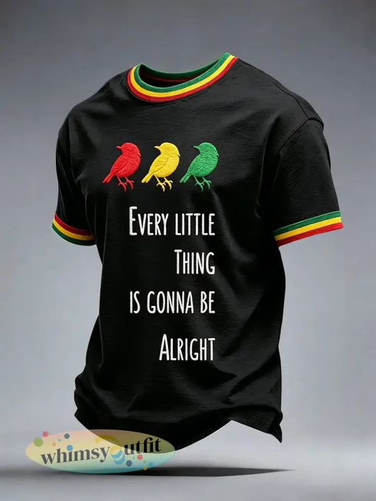 T-shirt met reggaemuziek voor mannen - Zwart / S