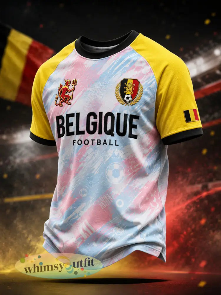 T-shirt voor heren met korte raglanmouwen en voetbalprint - A / S