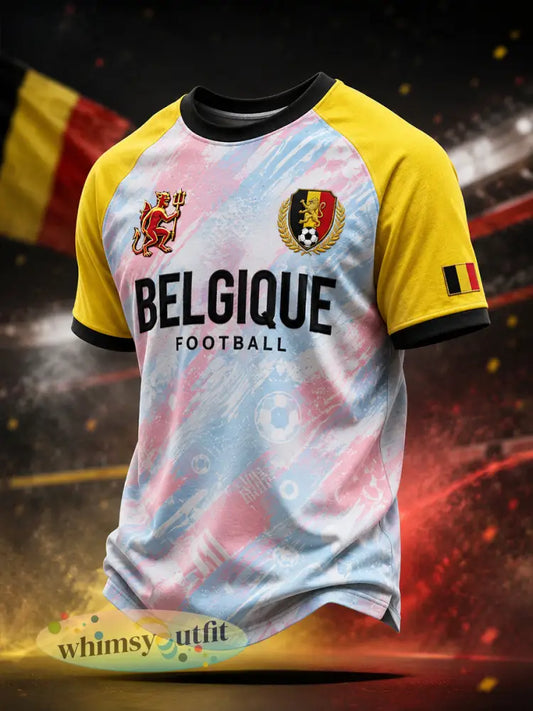 T-shirt voor heren met korte raglanmouwen en voetbalprint - A / S